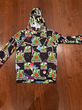 Kids' unspeakable Hoodie - Black with Multicolor Robot Graphic